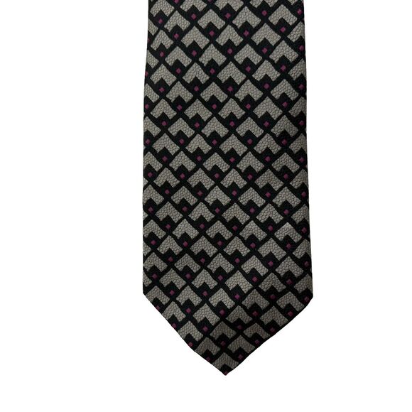 Vintage Sears The Mens Store Tie Gray,Black,Pink Diamond Shape Argyle - Picture 2 of 7
